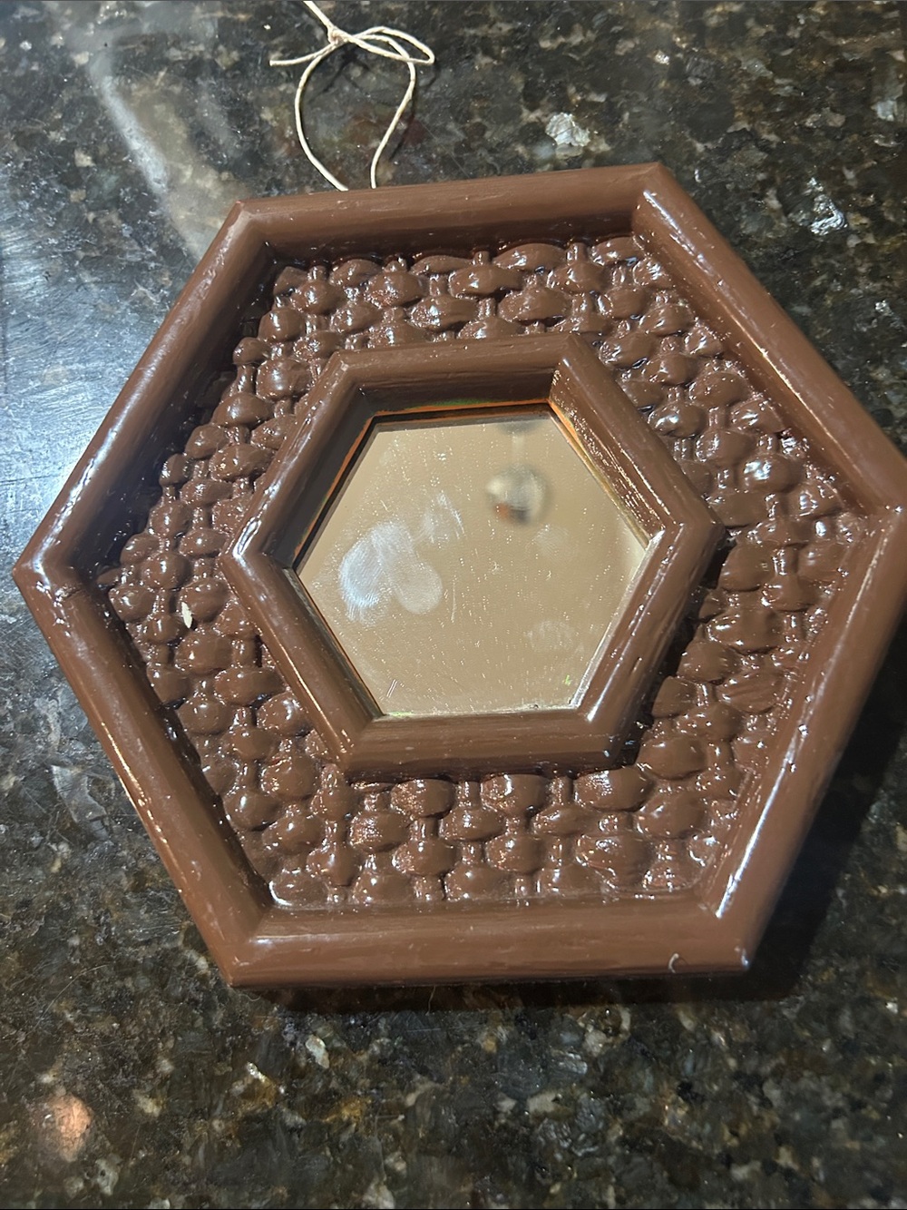 Vintage plastic Brown Hexagon Decorative Wall Mirror - Unbranded